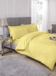 New Edge Blinds Percale Collection 180 Thread Count Percale Flat Sheet in Yellow - Size: Super King - thumbnail 2