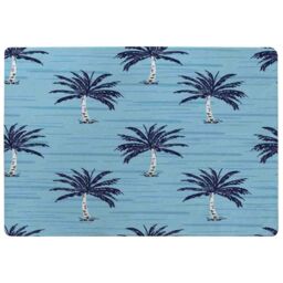 Benjamin Tate Design Palm Trees On Blue Rug in Natural - Size: Large - thumbnail 1