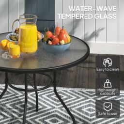 OUTSUNNY Outdoor Round Dining Table Tempered Glass Top w/ Parasol Hole 100cm in Black - thumbnail 6