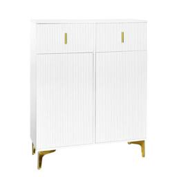 Merax Hallway Storage Set with Shoe Bench & Cabinet in White - thumbnail 9