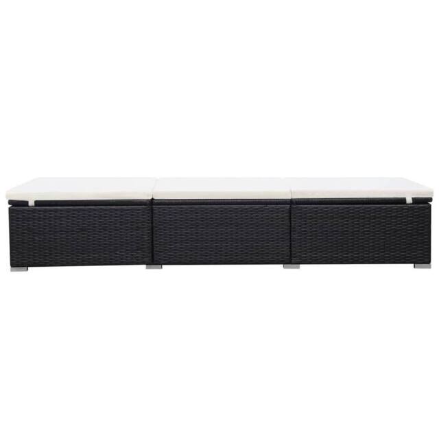 Berkfield Home Sun Lounger with Cream White Cushion Poly Rattan Black - image 1