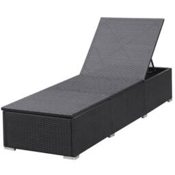 Berkfield Home Sun Lounger with Cream White Cushion Poly Rattan Black - thumbnail 7