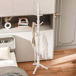 Havendro Vintage Solid Wood Coat Stand - 9 Hooks Elegant Rack in White - thumbnail 2