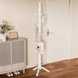 Havendro Vintage Solid Wood Coat Stand - 9 Hooks Elegant Rack in White - thumbnail 3