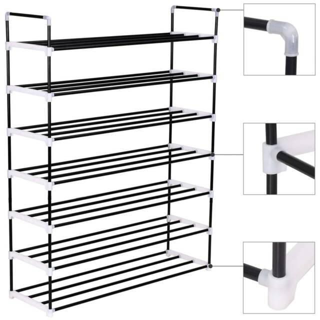 Berkfield Home Shoe Rack with 7 Shelves Metal & Plastic Black - image 1