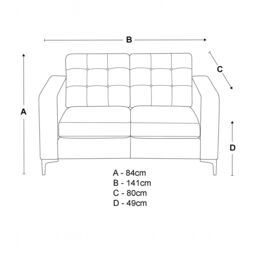 Furnishings For Less UK Smart Hackney Fabric 2 Seater Sofa Formal Saphire Blue or Pewter Grey - thumbnail 3