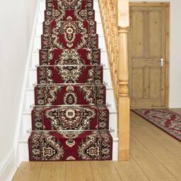 runrug Stair Runner Carpet for Staircases - Soft & Comfy, 9mm - 'Turkesh' in Red - Size: 80 cm x 600 cm - thumbnail 1