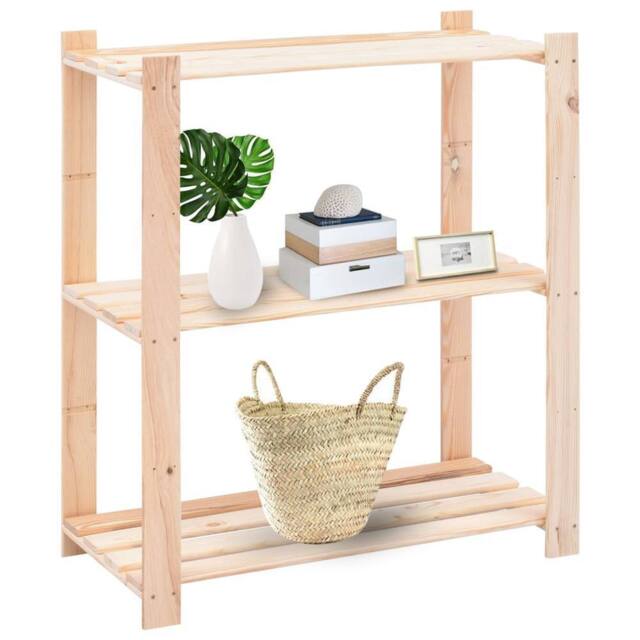 Berkfield Home 3-Tier Storage Racks 10 pcs 80x38x90 cm Solid Pinewood 150 kg in Beige - Size: 80 x 38 x 90 cm - image 1