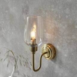 Netlighting Livorno Batten Antique Brass Plate Clear Glass in Bronze - thumbnail 5