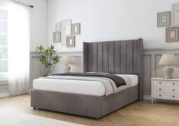 "Sloomy Falcon Naples Divan Base No Drawers-54"" Wingback Headboard in Grey - Size: Small Single" - thumbnail 3