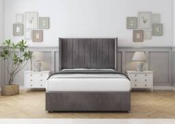 "Sloomy Falcon Naples Divan Base No Drawers-54"" Wingback Headboard in Grey - Size: Small Single" - thumbnail 2