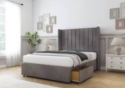 "Sloomy Falcon Naples Divan Base No Drawers-54"" Wingback Headboard in Grey - Size: Small Single" - thumbnail 4