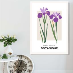 ARTZE Purple Iris Plants Flower Market Minimalist Framed Print SIZE: A4 with White Frame - thumbnail 2