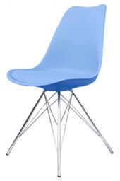 Fusion Living Soho Plastic Dining Chair with Chrome Metal Legs in Light Blue - thumbnail 2