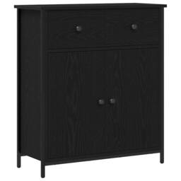 Berkfield Home Sideboard Black Oak 70x30x80 cm Engineered Wood & Steel - Size: 70 x 30 x 80 cm - thumbnail 1