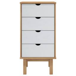 Berkfield Home Drawer Cabinet OTTA Brown&White 45x39x90cm Solid Wood Pine in White - Size: 45 x 39 x 90 cm - thumbnail 3