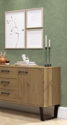 Core Products Texas Small Sideboard With 1 Door, 3 Drawers - H73.6cm x W90cm x D43cm in Light Brown - thumbnail 8