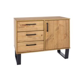 Core Products Texas Small Sideboard With 1 Door, 3 Drawers - H73.6cm x W90cm x D43cm in Light Brown - thumbnail 3