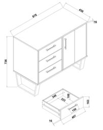 Core Products Texas Small Sideboard With 1 Door, 3 Drawers - H73.6cm x W90cm x D43cm in Light Brown - thumbnail 6