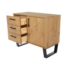 Core Products Texas Small Sideboard With 1 Door, 3 Drawers - H73.6cm x W90cm x D43cm in Light Brown - thumbnail 4