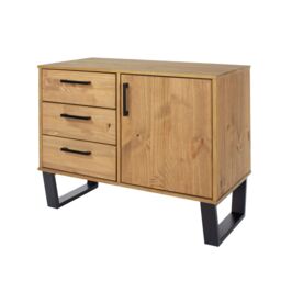 Core Products Texas Small Sideboard With 1 Door, 3 Drawers - H73.6cm x W90cm x D43cm in Light Brown - thumbnail 2