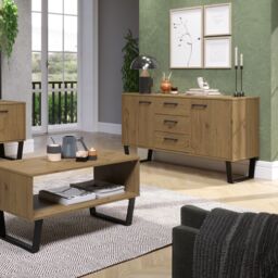 Core Products Texas Small Sideboard With 1 Door, 3 Drawers - H73.6cm x W90cm x D43cm in Light Brown - thumbnail 7