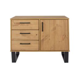 Core Products Texas Small Sideboard With 1 Door, 3 Drawers - H73.6cm x W90cm x D43cm in Light Brown - thumbnail 1