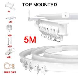 PAWNORA 5M Curtain Silent Track Bay TOP Mounted in White