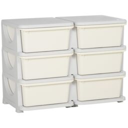 HOMCOM Kids 3 Tier Storage Unit Toy Storage Organiser Vertical Dresser Tower in White - thumbnail 2