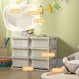 HOMCOM Kids 3 Tier Storage Unit Toy Storage Organiser Vertical Dresser Tower in White - thumbnail 3