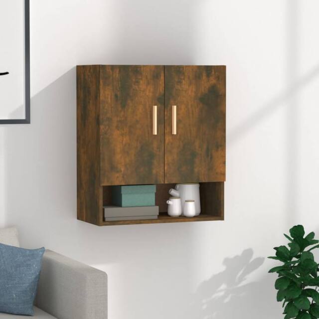 Berkfield Home Wall Cabinet Smoked Oak 60x31x70 cm Engineered Wood in Brown - Size: 60 x 31 x 70 cm - image 1