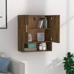 Berkfield Home Wall Cabinet Smoked Oak 60x31x70 cm Engineered Wood in Brown - Size: 60 x 31 x 70 cm - thumbnail 3