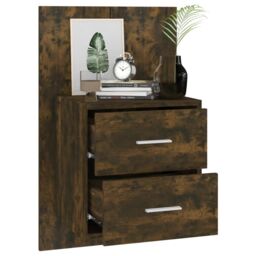 Berkfield Home Wall-mounted Bedside Cabinets 2 pcs Smoked Oak in Brown - thumbnail 4