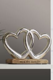Personalised Memento Company Personalised Free Text Double Heart Ornament in Metallic Silver - thumbnail 4