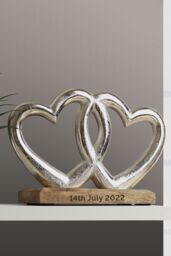 Personalised Memento Company Personalised Free Text Double Heart Ornament in Metallic Silver - thumbnail 3