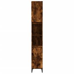Berkfield Home Durable Bathroom Cabinet Smoked Oak 30x30x190 cm Engineered Wood in Brown - Size: 30 x 30 x 190 cm - thumbnail 7