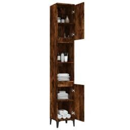 Berkfield Home Durable Bathroom Cabinet Smoked Oak 30x30x190 cm Engineered Wood in Brown - Size: 30 x 30 x 190 cm - thumbnail 4