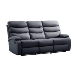 Kidsaw 3 Seater Manual Recliner Sofa DARK GREY PU Fabric - thumbnail 2