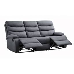 Kidsaw 3 Seater Manual Recliner Sofa DARK GREY PU Fabric - thumbnail 3