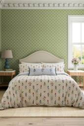 Sanderson 'Spring Meadow' Cotton Duvet Cover Set in Cream - Size: King - thumbnail 1