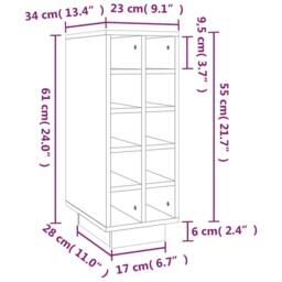 Berkfield Home Beautiful Wine Cabinet White 23x34x61 cm Solid Wood Pine - Size: 23 x 34 x 61 cm - thumbnail 8