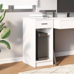 Berkfield Home Durable Computer Tower Stand with Drawer White 35x45x77 cm - Size: 35 x 45 x 77 cm - thumbnail 1