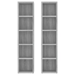 Berkfield Home CD Cabinets 2 pcs Grey Sonoma 21x16x93.5 cm Engineered Wood - thumbnail 4