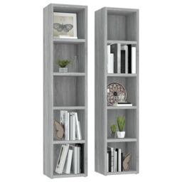 Berkfield Home CD Cabinets 2 pcs Grey Sonoma 21x16x93.5 cm Engineered Wood - thumbnail 3