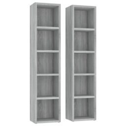 Berkfield Home CD Cabinets 2 pcs Grey Sonoma 21x16x93.5 cm Engineered Wood - thumbnail 2