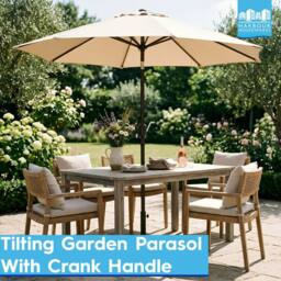 Harbour Housewares Tilting Garden Parasol & Base Set - 2.7M in Green - thumbnail 2