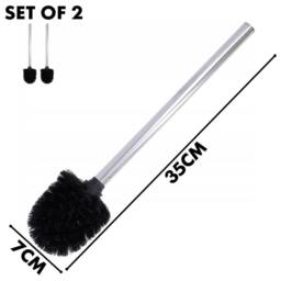 NESTLUNE 2x Stainless Steel Toilet Brush Set Bathroom in Silver - thumbnail 2