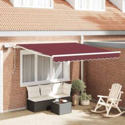 Berkfield Home Manual Retractable Awning with LED Burgundy 300x250 cm - thumbnail 2