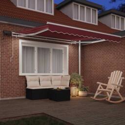 Berkfield Home Manual Retractable Awning with LED Burgundy 300x250 cm - thumbnail 3
