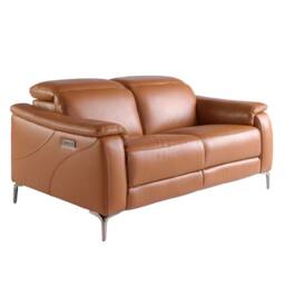 Angel Cerda 2-Seater Electric Recliner Sofa Brown Cowhide Leather